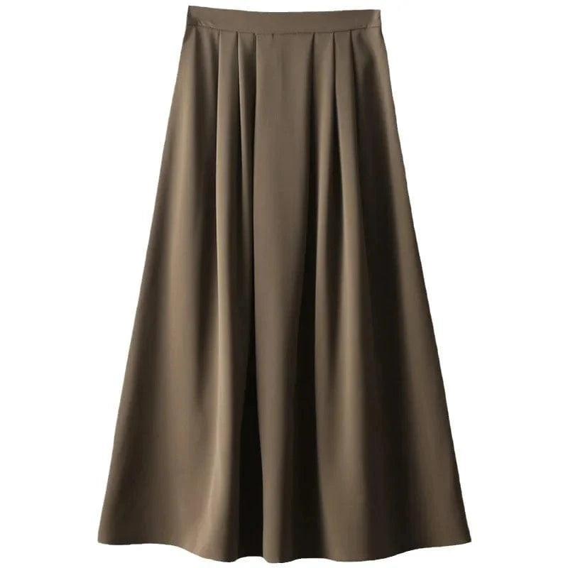 S-XL Women's pleated half skirt versatile high waisted mid length professional commuting suit skirt