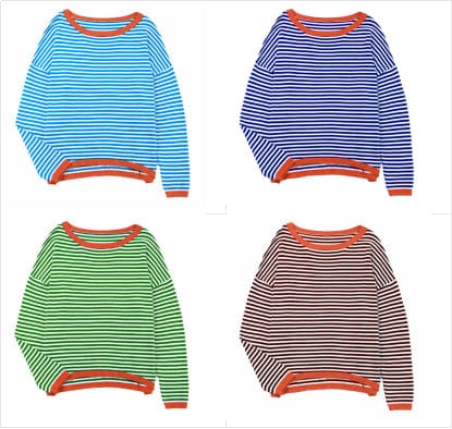 S-XXL New Knitted Round Neck Sweater Casual Fashion Stripe Contrast Design Shoulder Drop Long Sleeve Top