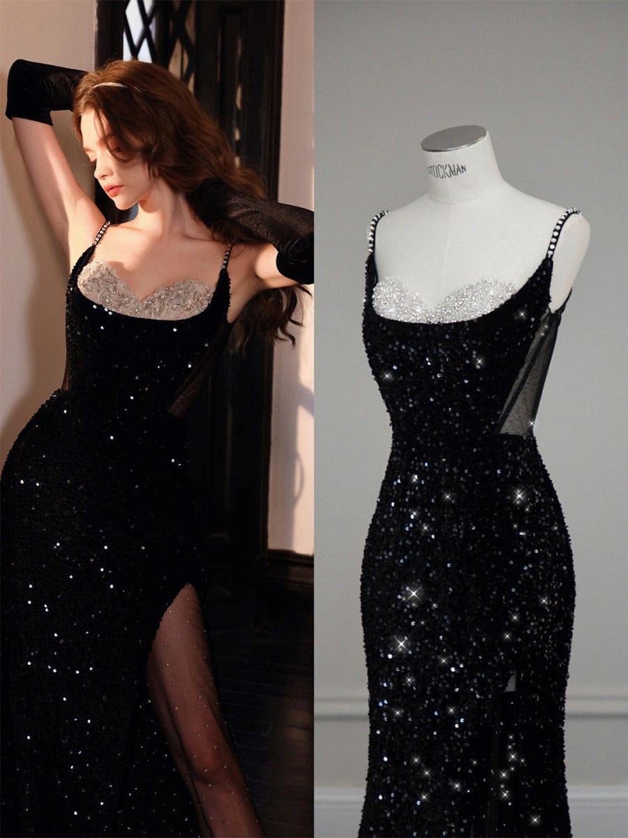 S0578H Sexy backless black 2023 new bride mermaid banquet party performance evening dress