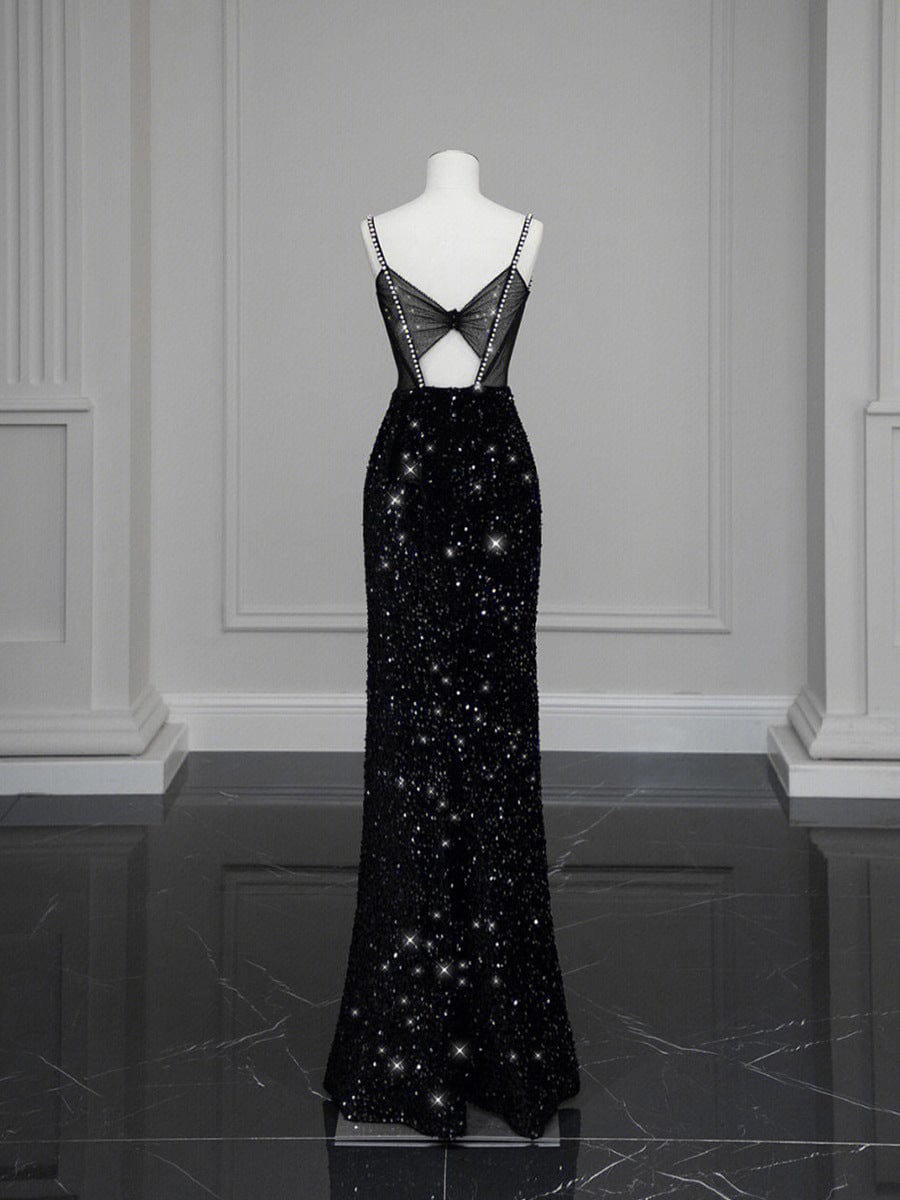 S0578H Sexy backless black 2023 new bride mermaid banquet party performance evening dress