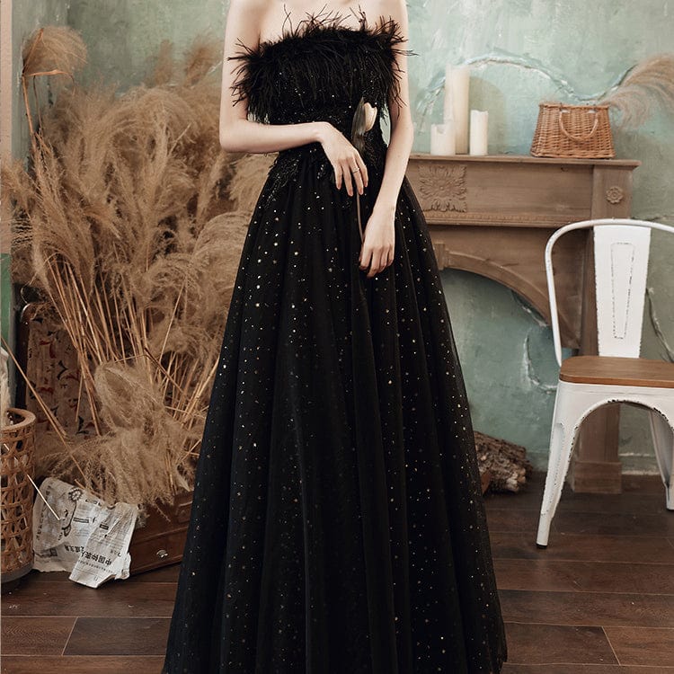 S0749H 2023 new bride toast dance dinner tube top fashion temperament black evening dress