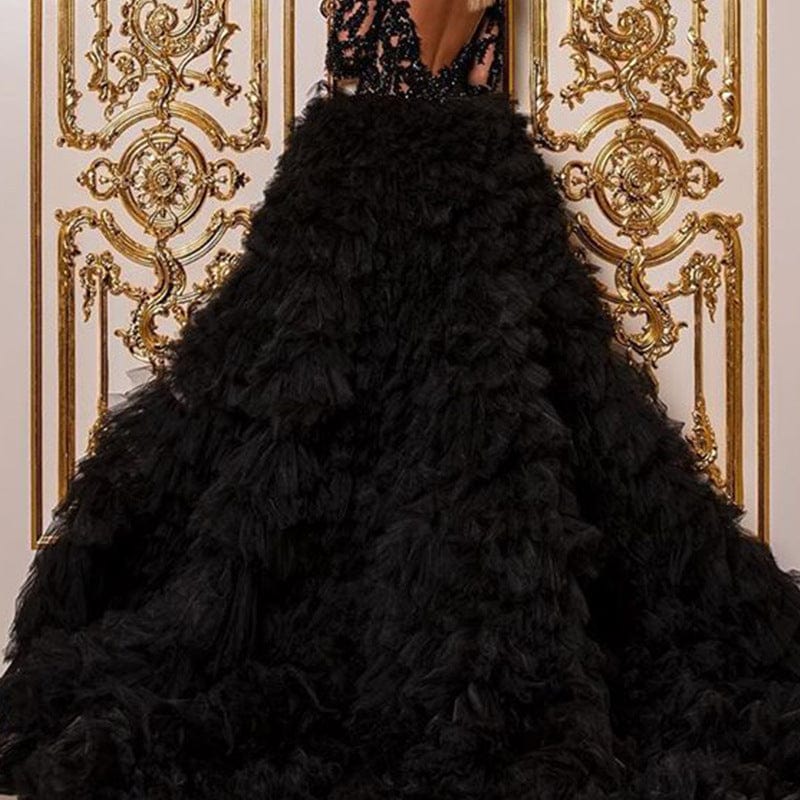 S4057F    2022 New High Quality Customized Hand Beaded Black Twist Party  women evening dresses elegant