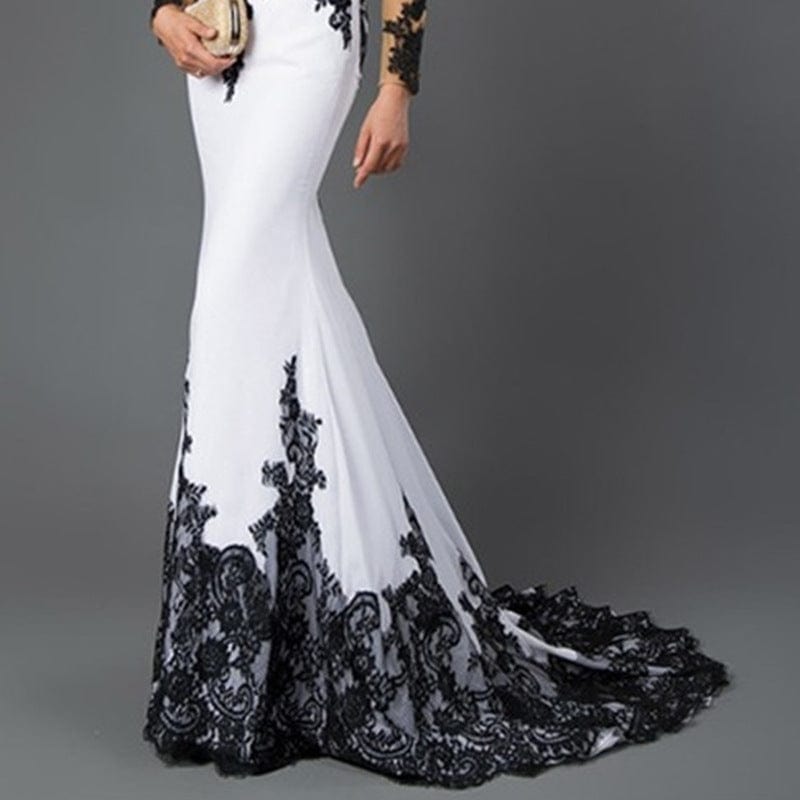 S4059F     high quality Embroidered Lace Long Dress with Mermaid Slim Fit Trailing elegant evening dress