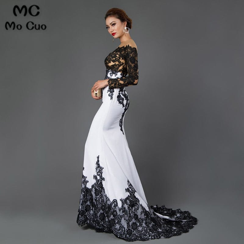 S4059F     high quality Embroidered Lace Long Dress with Mermaid Slim Fit Trailing elegant evening dress