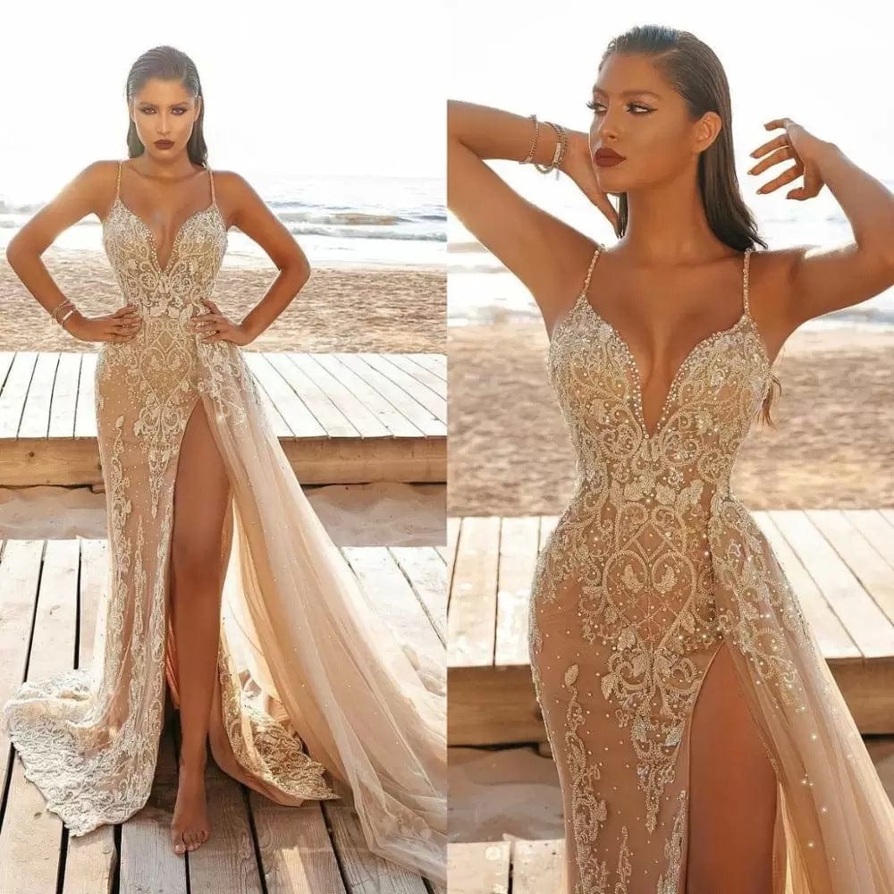 S4133F    2022 New High Quality  Sexy Sling High Slit evening gown dress elegant