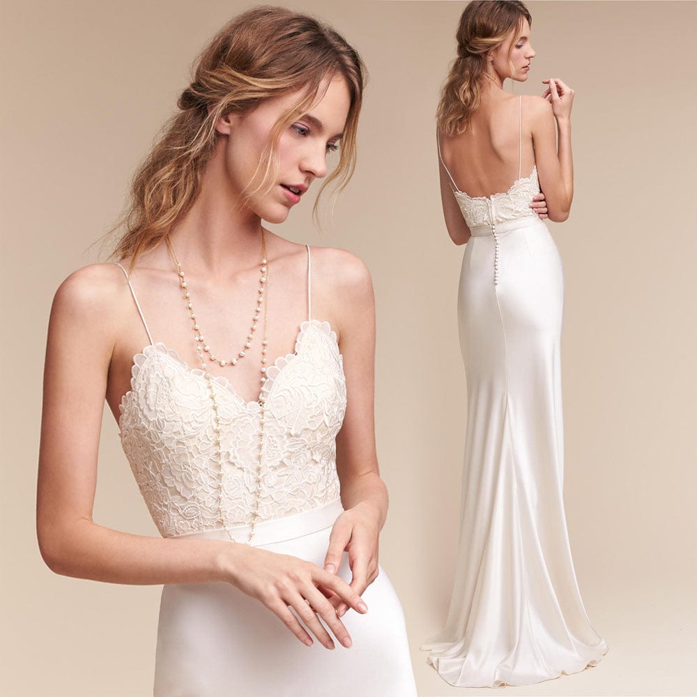 S4166F  2022 New Drop  shipping Sling lace slim long travel photography white banquet light  wedding dress bridal gown