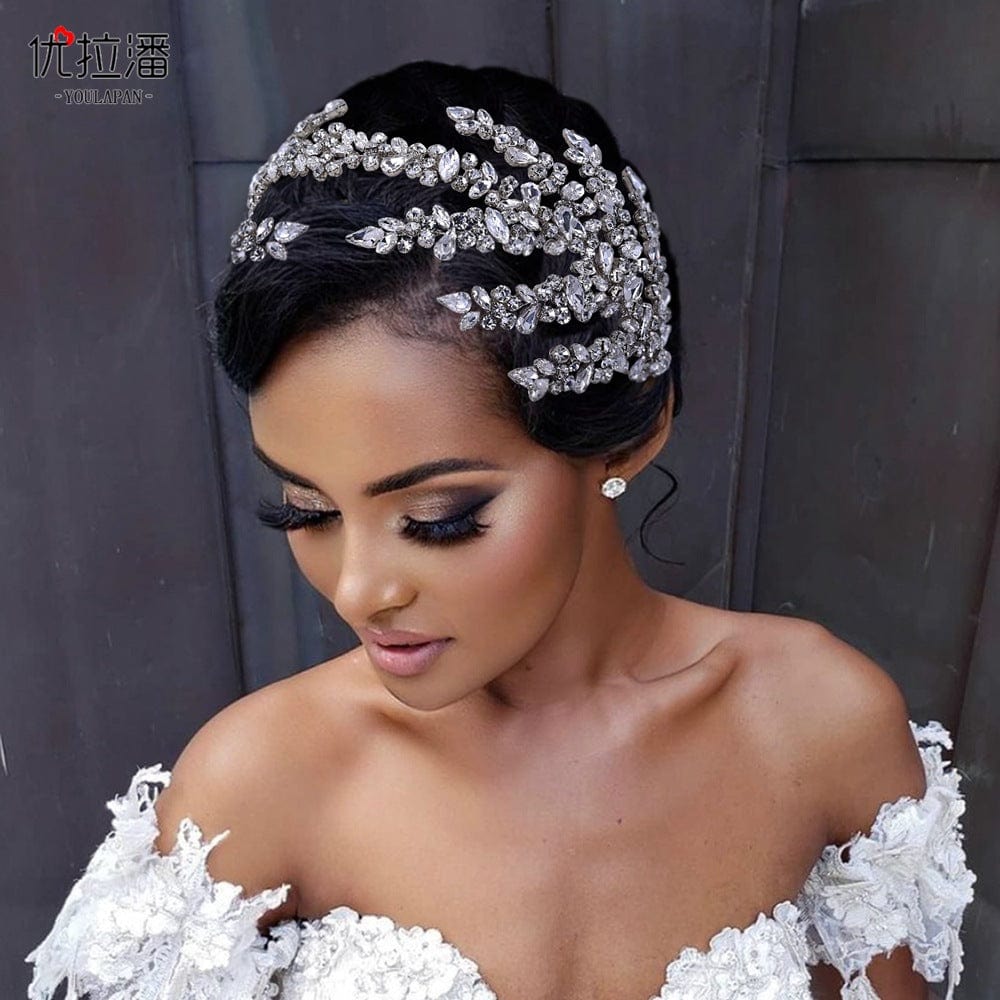 S4190F   Bridal Handmade Pearl Wide Headband Gold Leaf Rhinestone Shaped  wedding hair accessories tiaras
