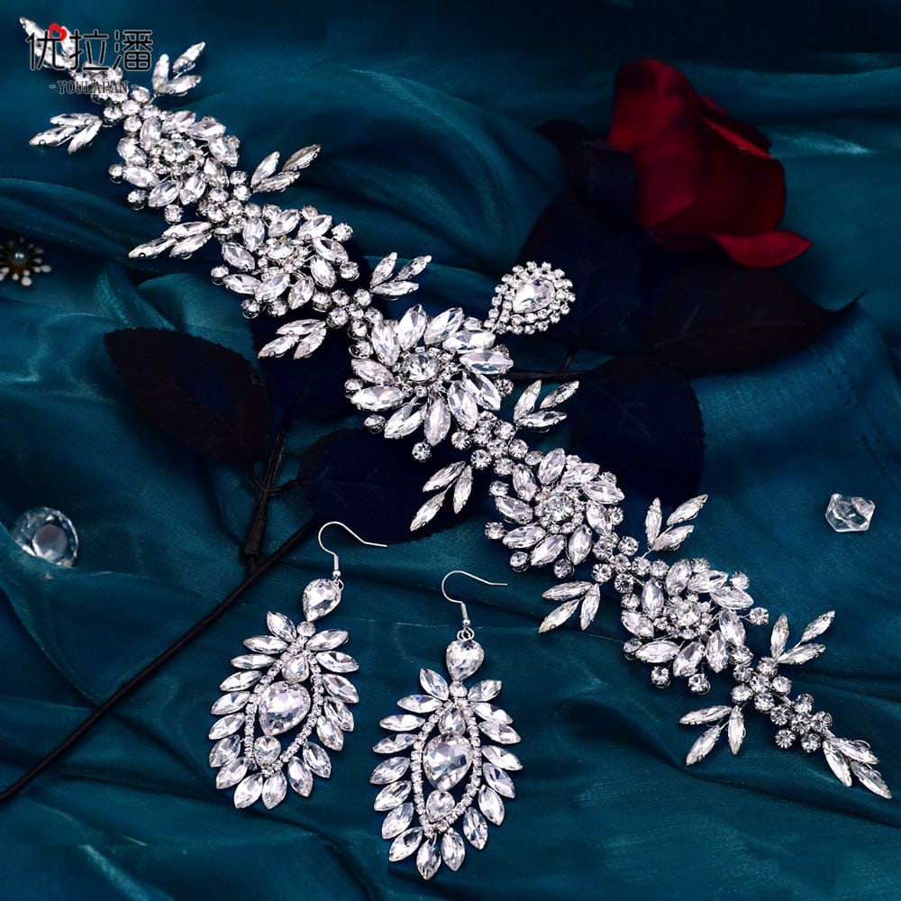 S4194F   Bridal headdress heavy industry creative three-dimensional rhinestone flower headband tiara crown