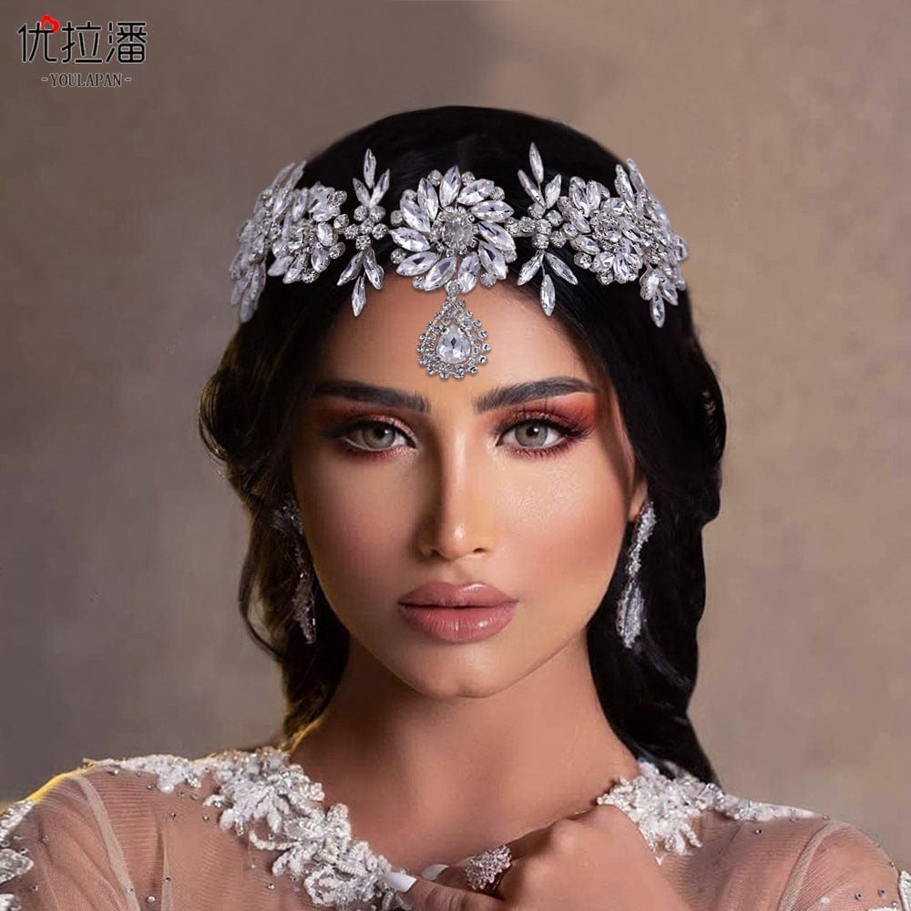 S4194F   Bridal headdress heavy industry creative three-dimensional rhinestone flower headband tiara crown