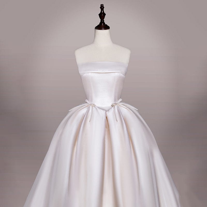 S4248F 2022 High Quality Custom Satin  Strapless Tail  party women ball gown wedding dress