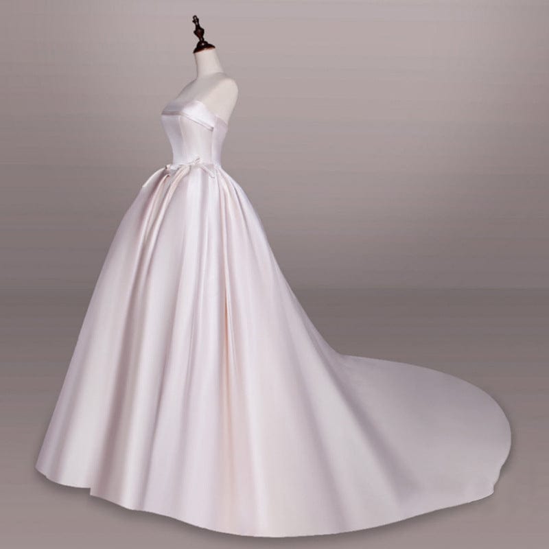 S4248F 2022 High Quality Custom Satin  Strapless Tail  party women ball gown wedding dress
