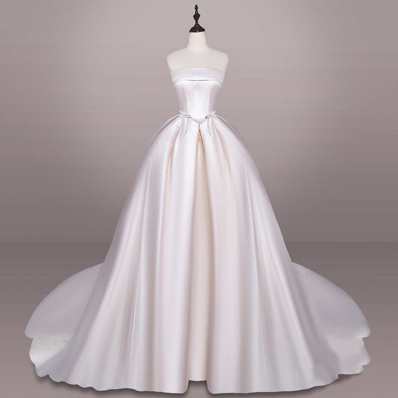 S4248F 2022 High Quality Custom Satin  Strapless Tail  party women ball gown wedding dress