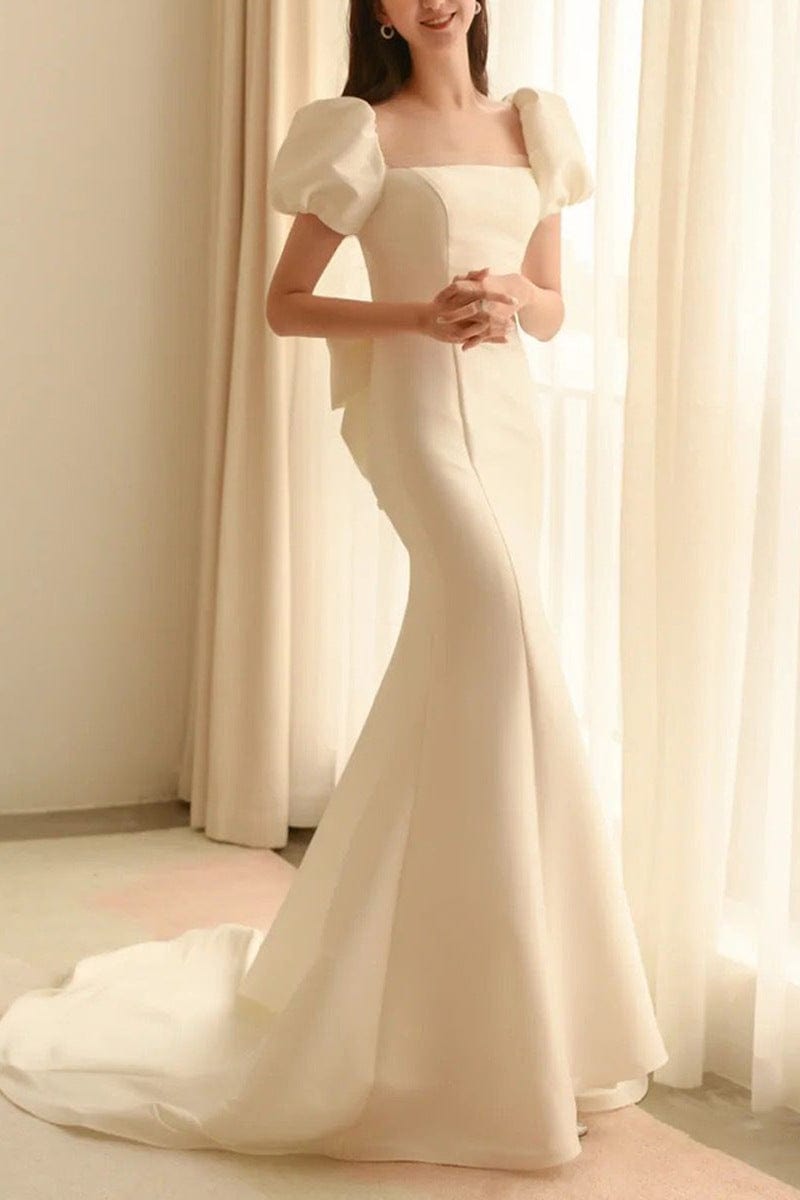 S4249F Mermaid satin light  simple elegant sexy temperament waist open back slim party gowns for women evening dress