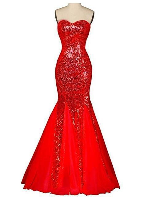 S4280F     New Tube Top Backless Fishtail Long Sequined Mesh  Banquet ball gowns for women evening dresses
