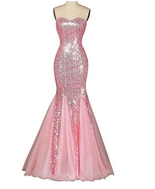 S4280F     New Tube Top Backless Fishtail Long Sequined Mesh  Banquet ball gowns for women evening dresses