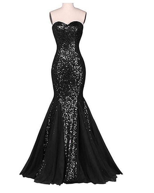 S4280F     New Tube Top Backless Fishtail Long Sequined Mesh  Banquet ball gowns for women evening dresses