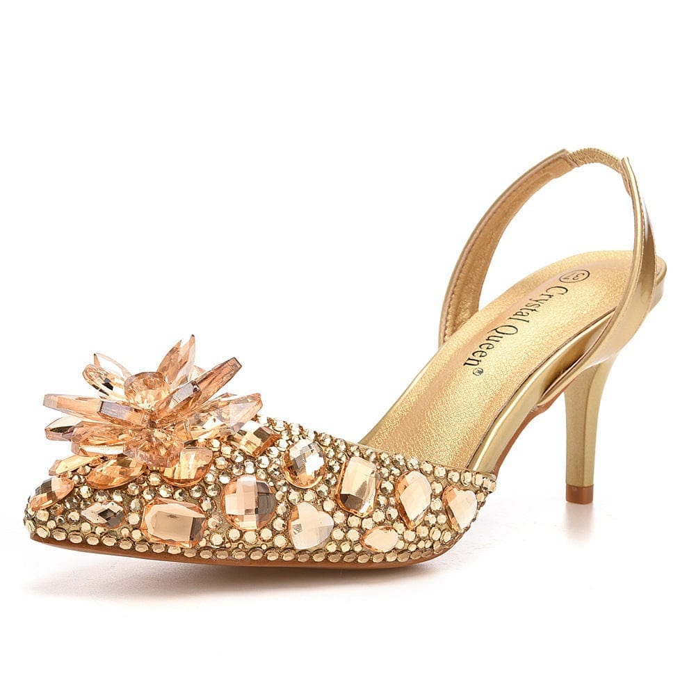S4830F  7cm Fish Mouth women Shallow Mouth Buckle Large Size Round Toe Crystal Rhinestone Stiletto  wedding high heel shoes