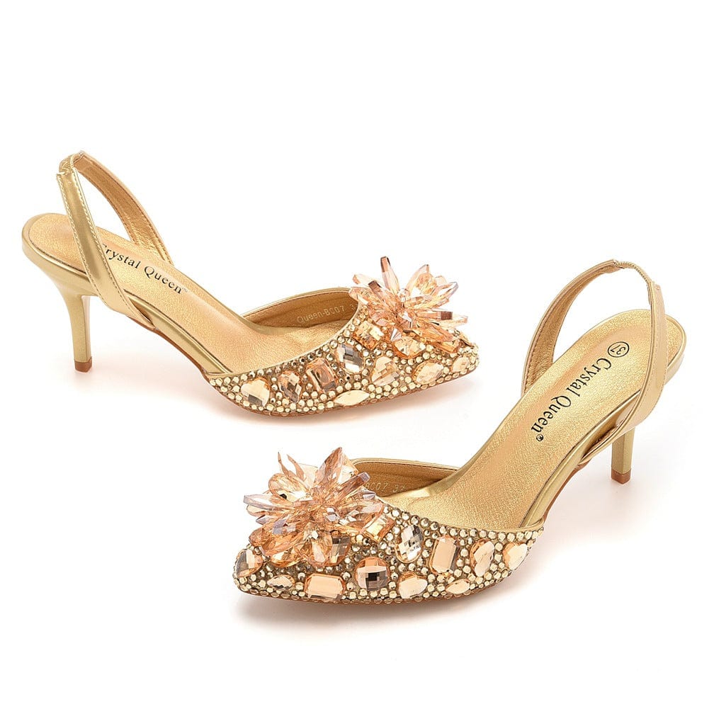 S4830F  7cm Fish Mouth women Shallow Mouth Buckle Large Size Round Toe Crystal Rhinestone Stiletto  wedding high heel shoes