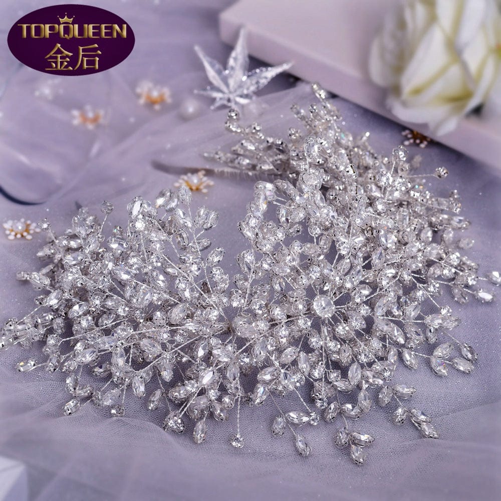 S5047F   Bridal Crown Tiara Wedding Dress Handmade Silver Shining Diamonds Catwalk Jewelry bridal accessories hair