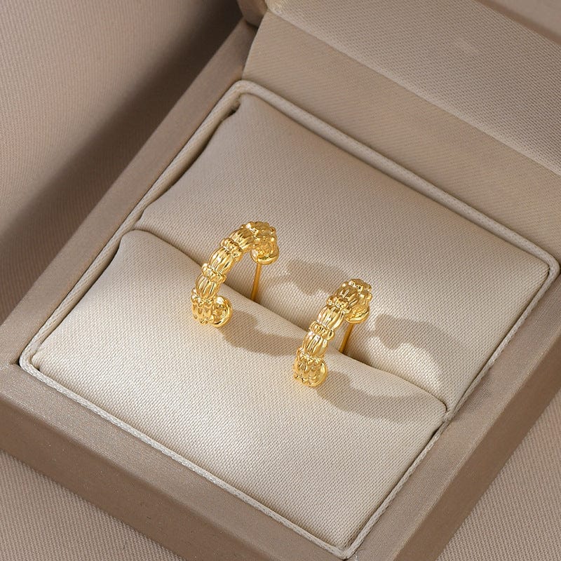 s925 silver post / Gold New trendy elegant earrings for women S925 silver needle niche design geometric C- shaped earrings online popular earrings