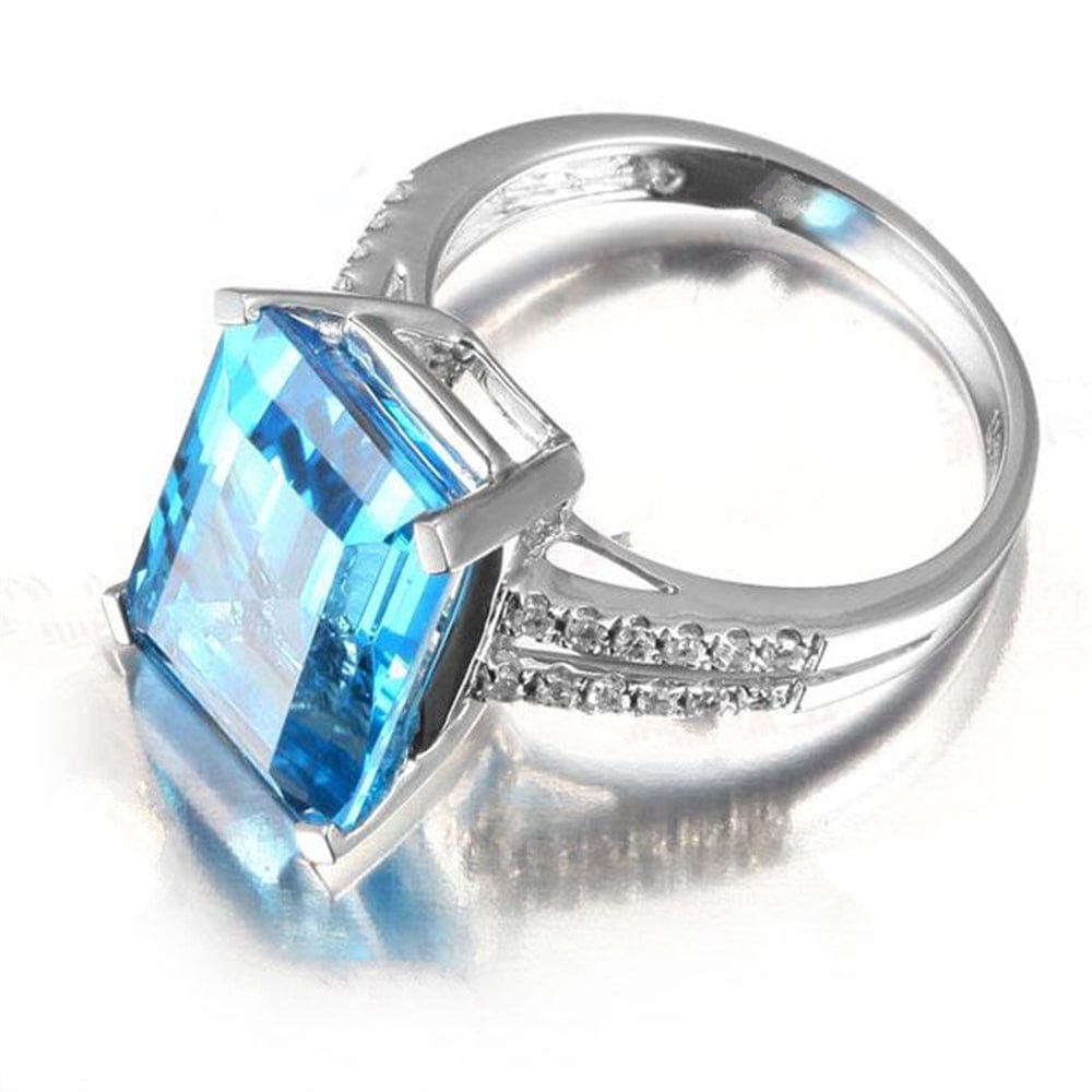 S925 sliver Color Sapphire Topaz Diamond Sea Blue Women's Square Carat Gemstone Jewelry Bague Or Jaune Bizuteria Diamante ring