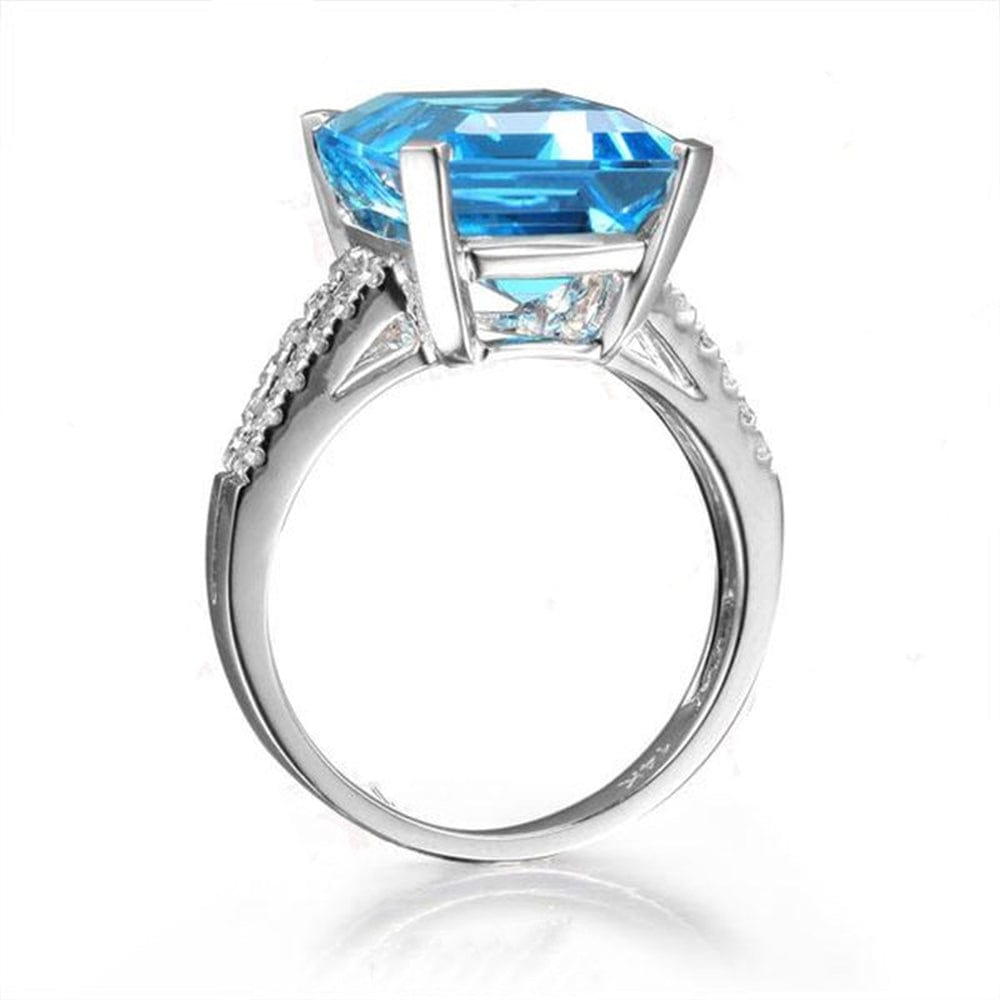 S925 sliver Color Sapphire Topaz Diamond Sea Blue Women's Square Carat Gemstone Jewelry Bague Or Jaune Bizuteria Diamante ring