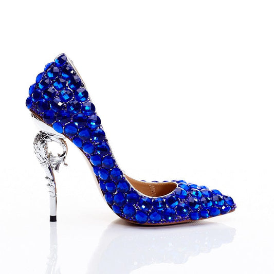 S959A  Elegant banquet high-heel stiletto pedicure slimming shallow mouth pointed toe butterfly wedding shoes for women