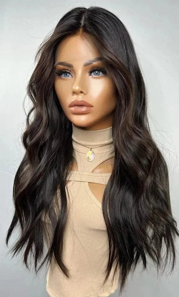 Salon 12A Quality Double Drawn Ash Brown Highlight Virgin Remy European Cuticle Aligned Hair Lace Front Wigs With Dark Root