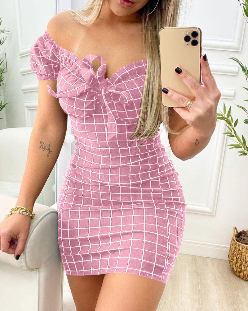Samcci Fashion Short Sleeve Strapless Mini Dress Summer New Arrival Design Women's Casual Club Party Dress