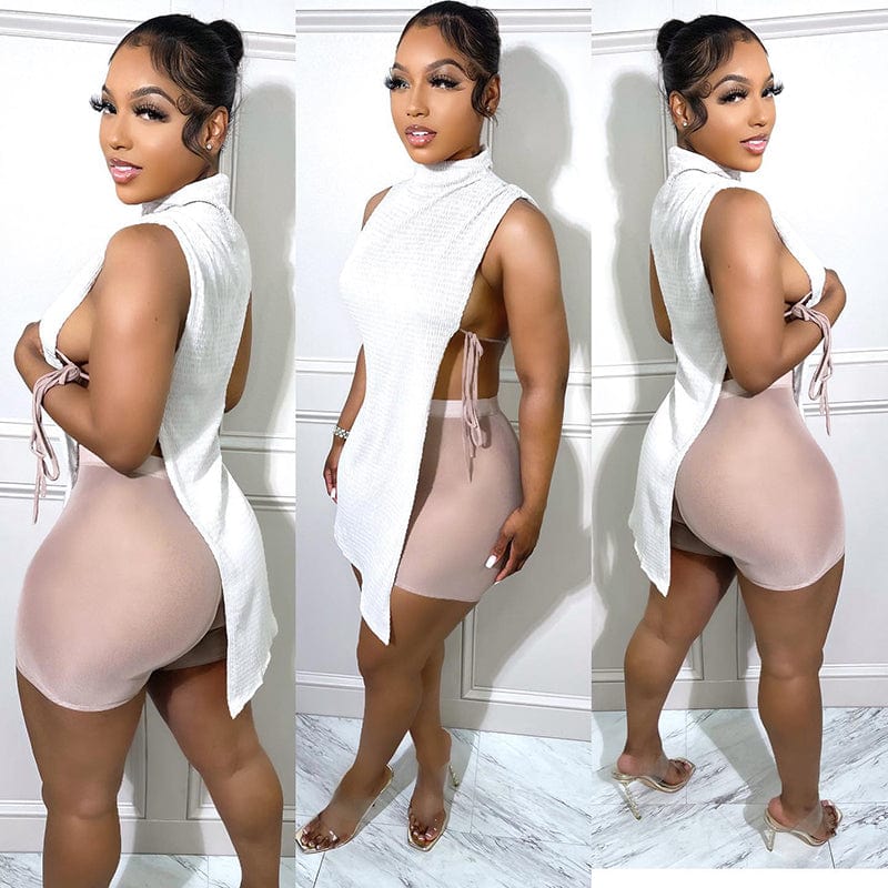 Sandtree K22ST418 2022 Translucent Short Mesh Two Piece Set Club Outfits For Women Sexy Mesh