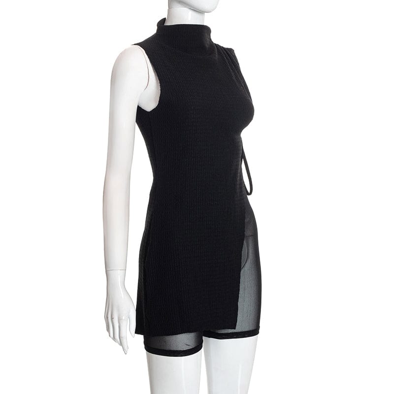 Sandtree K22ST418 2022 Translucent Short Mesh Two Piece Set Club Outfits For Women Sexy Mesh