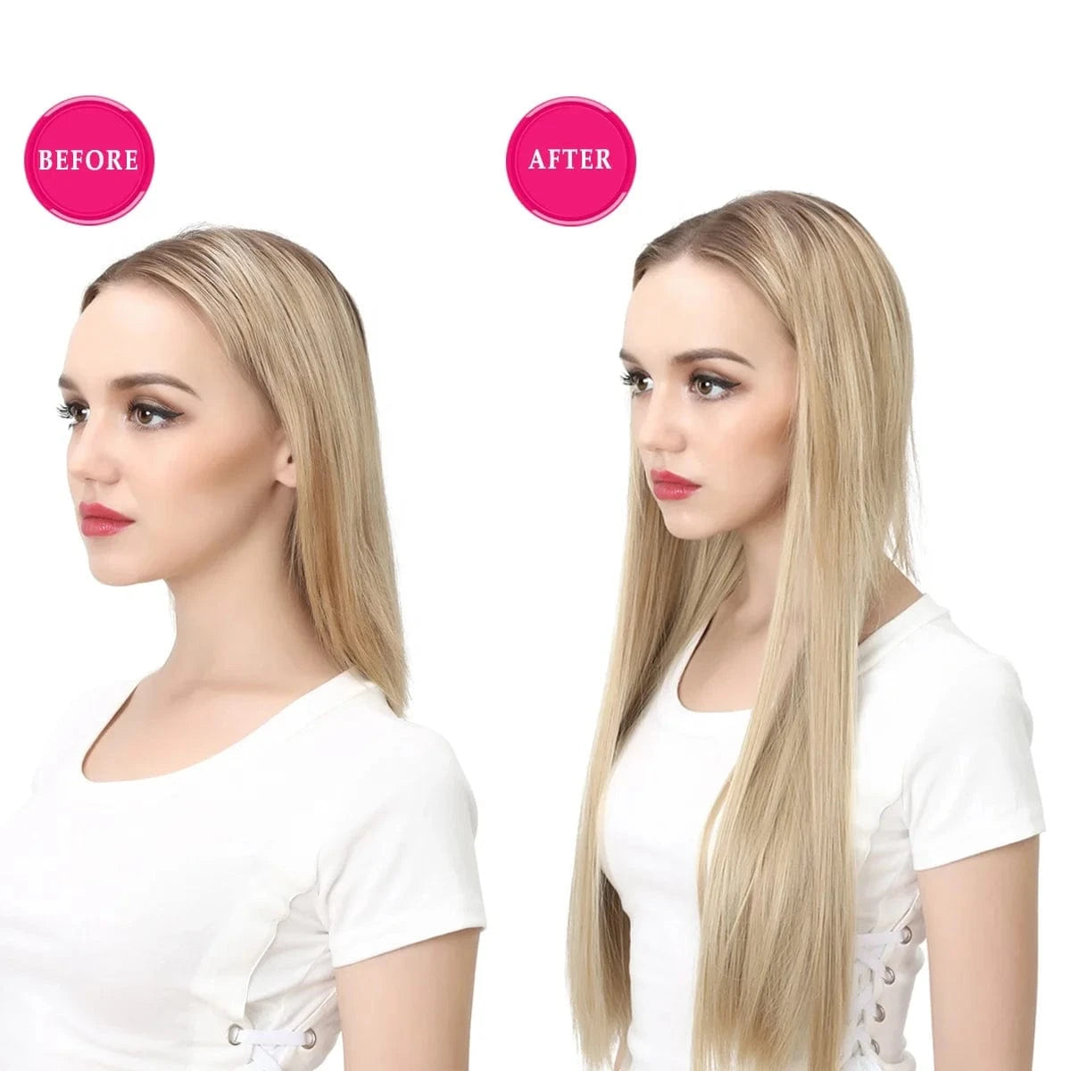 SARLA 24" High Quality Hair Extension Supplies Best Synthetic Fiber Straight Clip In Hair Extensions Cheap U Part Wig For Women