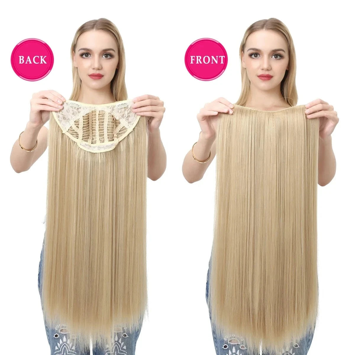SARLA 24" High Quality Hair Extension Supplies Best Synthetic Fiber Straight Clip In Hair Extensions Cheap U Part Wig For Women