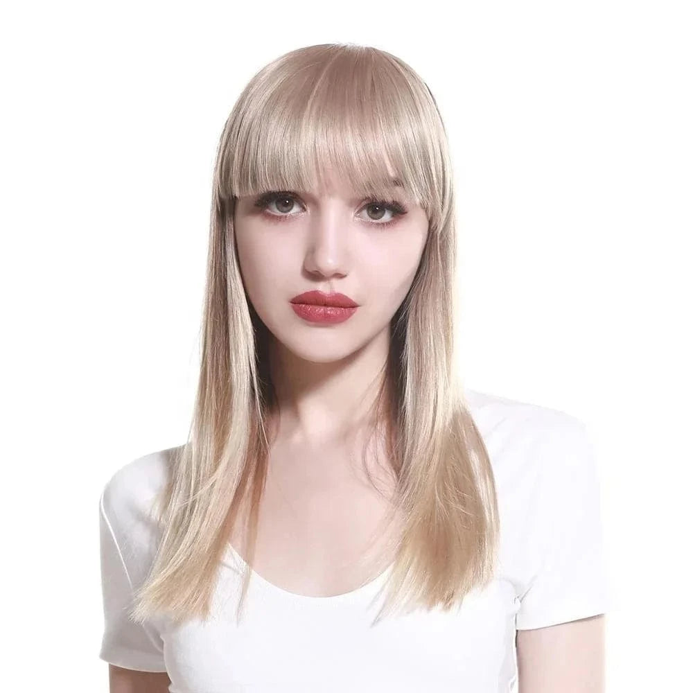 SARLA 8'' high quality synthetic fiber Natural Looking One Piece Straight Short  Hair Bangs For  Women
