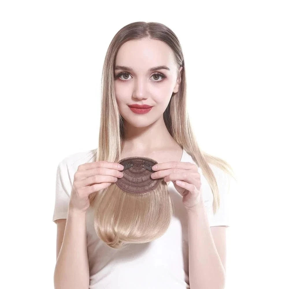 SARLA 8'' high quality synthetic fiber Natural Looking One Piece Straight Short  Hair Bangs For  Women