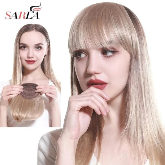 SARLA 8'' high quality synthetic fiber Natural Looking One Piece Straight Short  Hair Bangs For  Women