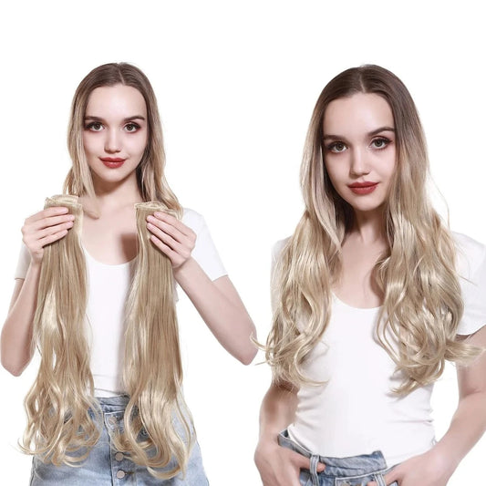 SARLA Dropshipping 16''20''24'' Cheap Synthetic Long Natural  Invisible Curly  One Piece Hair Pieces Clip in Hair Extension