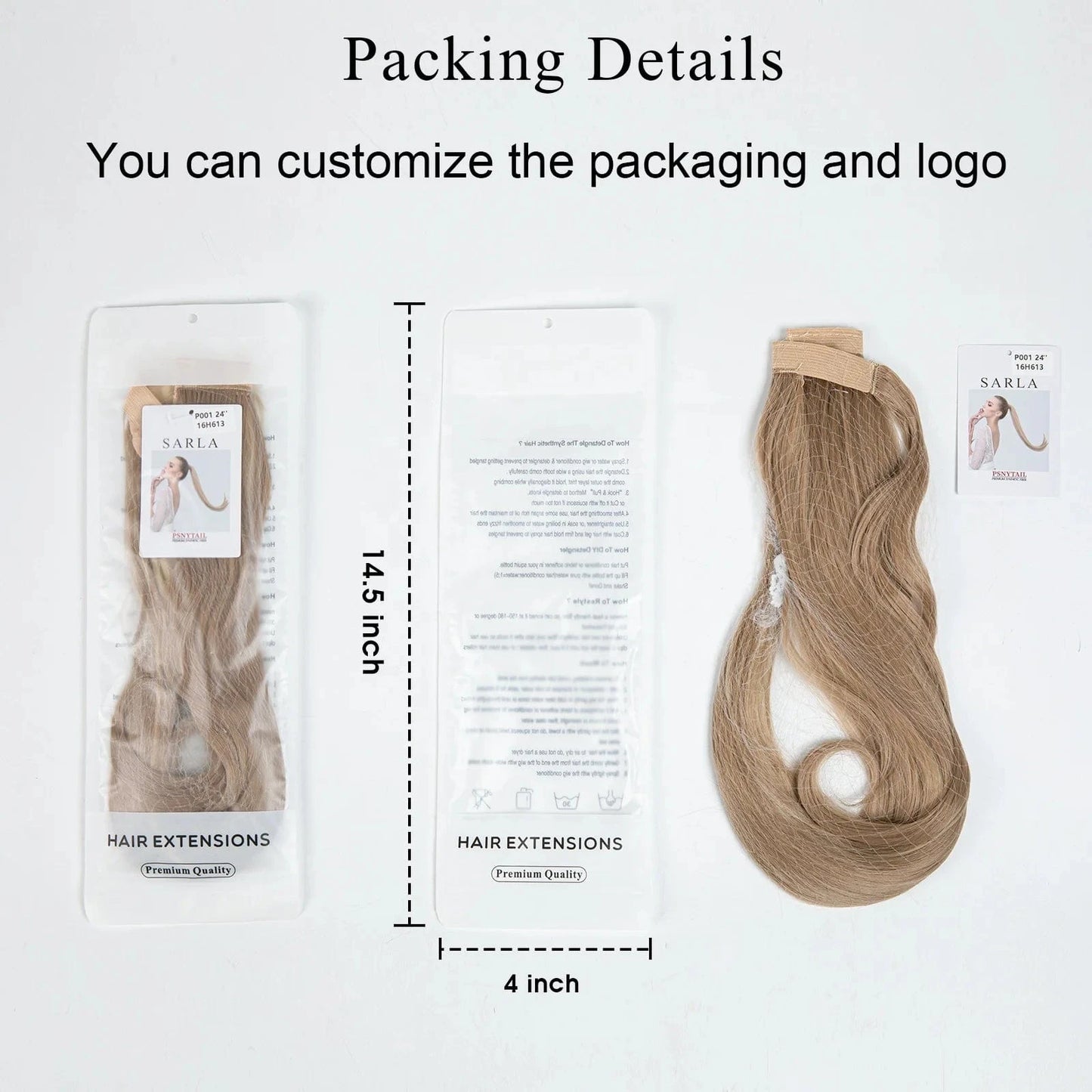 SARLA  Dropshipping 32 Inch Synthetic fiber  Long Straight Clip In Hair Wrap Around Ponytail Extensions Wig For White Women