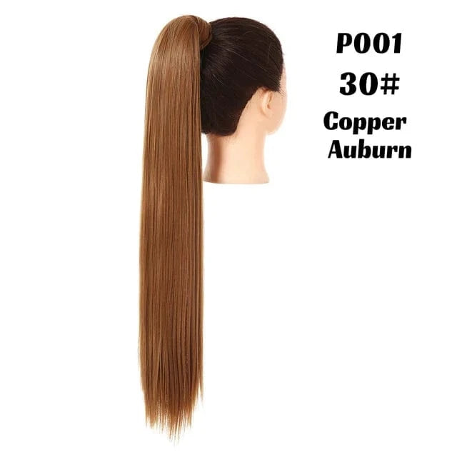 SARLA  Dropshipping 32 Inch Synthetic fiber  Long Straight Clip In Hair Wrap Around Ponytail Extensions Wig For White Women