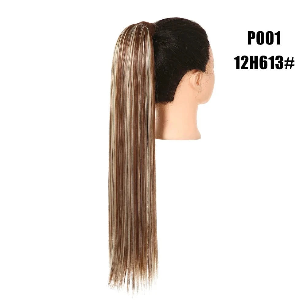 SARLA  Dropshipping 32 Inch Synthetic fiber  Long Straight Clip In Hair Wrap Around Ponytail Extensions Wig For White Women