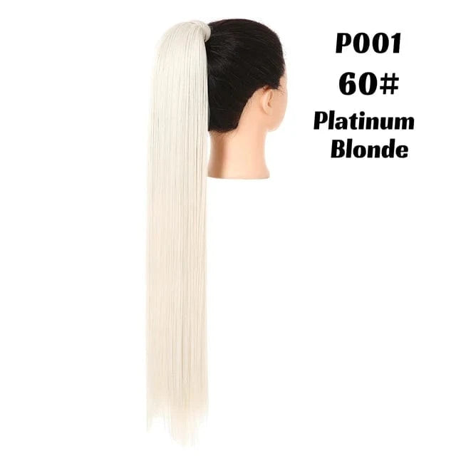 SARLA  Dropshipping 32 Inch Synthetic fiber  Long Straight Clip In Hair Wrap Around Ponytail Extensions Wig For White Women