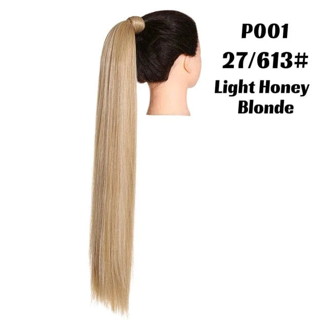 SARLA  Dropshipping 32 Inch Synthetic fiber  Long Straight Clip In Hair Wrap Around Ponytail Extensions Wig For White Women