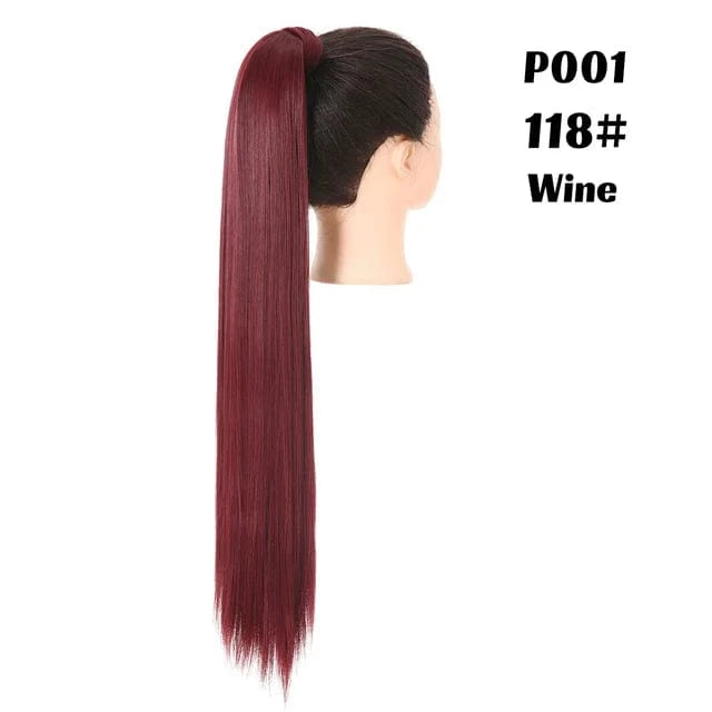 SARLA  Dropshipping 32 Inch Synthetic fiber  Long Straight Clip In Hair Wrap Around Ponytail Extensions Wig For White Women