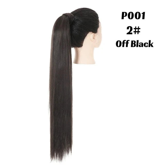 SARLA  Dropshipping 32 Inch Synthetic fiber  Long Straight Clip In Hair Wrap Around Ponytail Extensions Wig For White Women