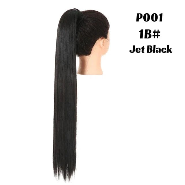 SARLA  Dropshipping 32 Inch Synthetic fiber  Long Straight Clip In Hair Wrap Around Ponytail Extensions Wig For White Women