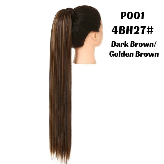 SARLA  Dropshipping 32 Inch Synthetic fiber  Long Straight Clip In Hair Wrap Around Ponytail Extensions Wig For White Women