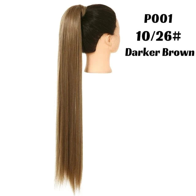SARLA  Dropshipping 32 Inch Synthetic fiber  Long Straight Clip In Hair Wrap Around Ponytail Extensions Wig For White Women