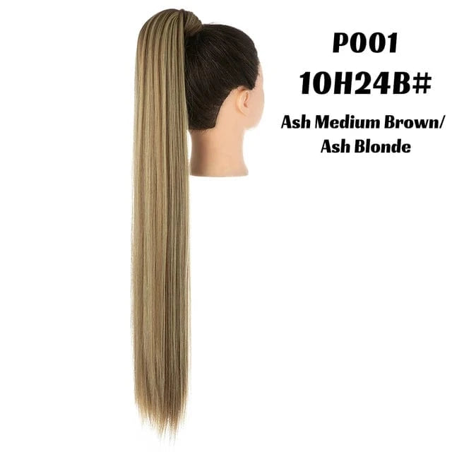 SARLA  Dropshipping 32 Inch Synthetic fiber  Long Straight Clip In Hair Wrap Around Ponytail Extensions Wig For White Women