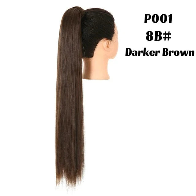 SARLA  Dropshipping 32 Inch Synthetic fiber  Long Straight Clip In Hair Wrap Around Ponytail Extensions Wig For White Women
