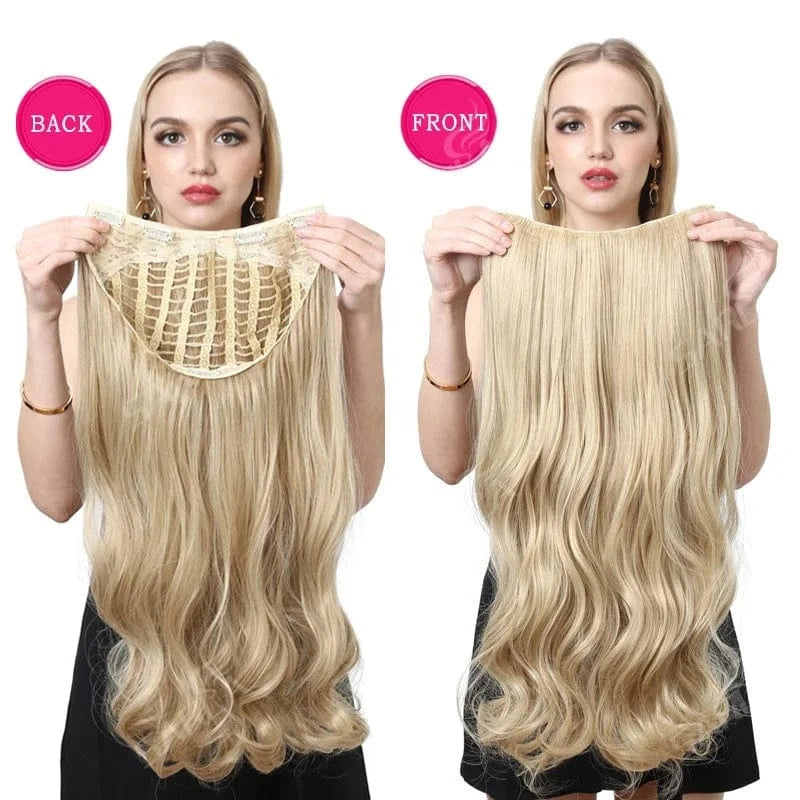 SARLA Vendors Long Curly Natural Water Boby Wave 3/4 Half Wig Synthetic Clip In Seamless Hair Extension U Part Wigs For Women